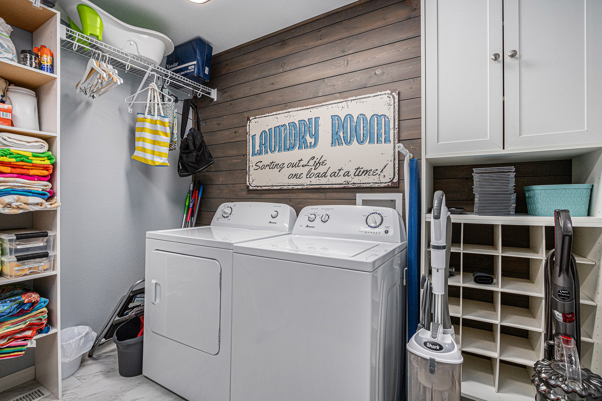 Modern laundry room with washer and dryer