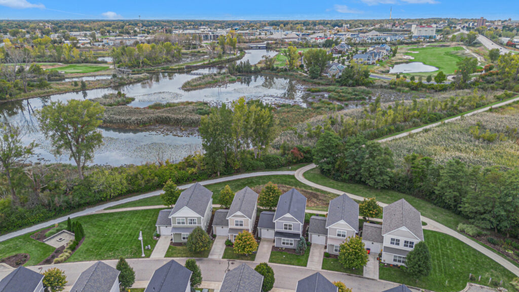 Suburban homes near wetlands and walking trails