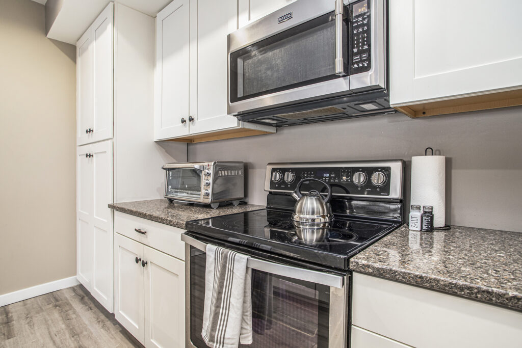 Modern kitchen with stainless steel appliances