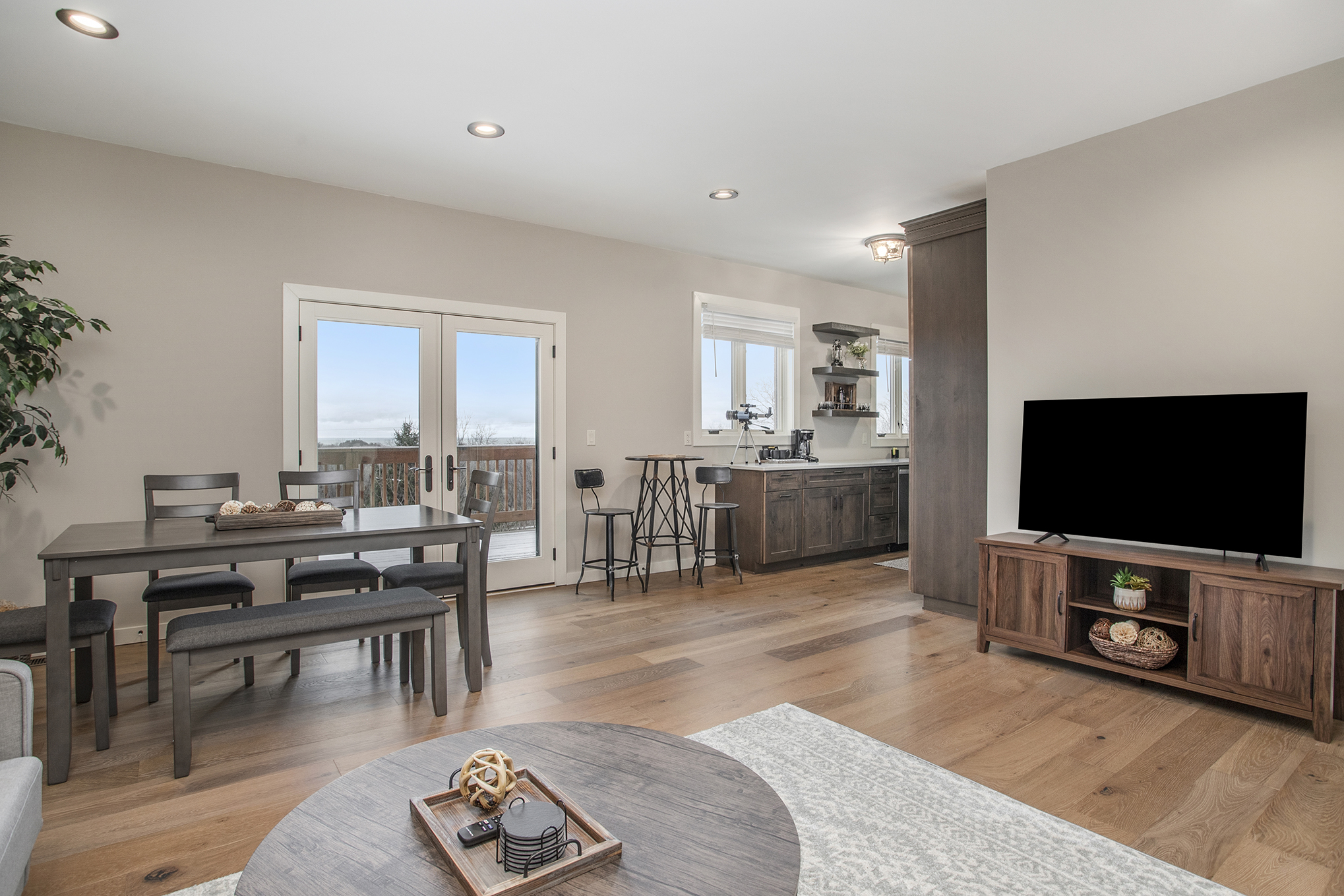 Modern open-concept living room and kitchen interior