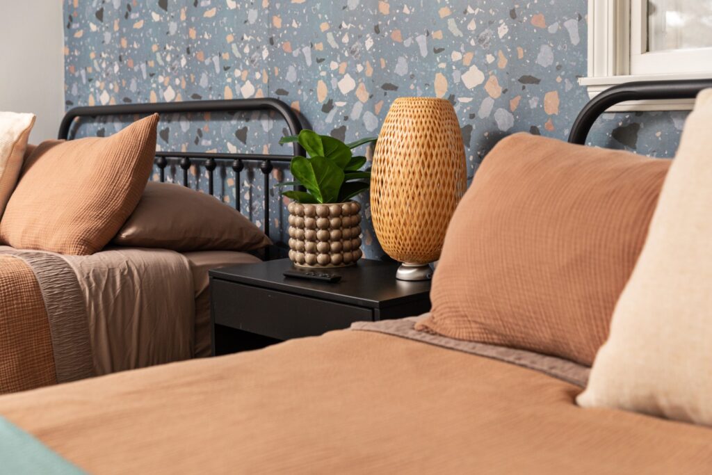 Cozy bedroom with twin beds and nightstand decor