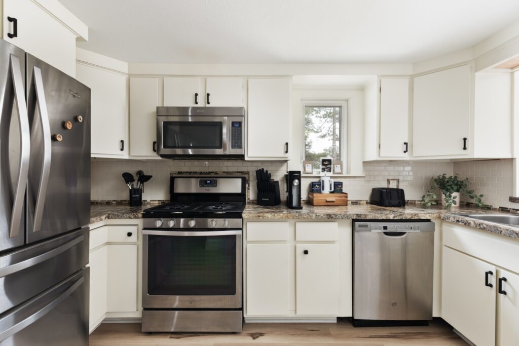 Modern kitchen with stainless steel appliances