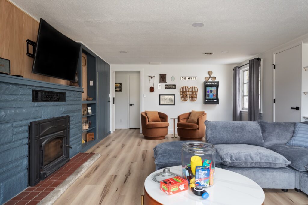 Cozy living room with fireplace and modern decor