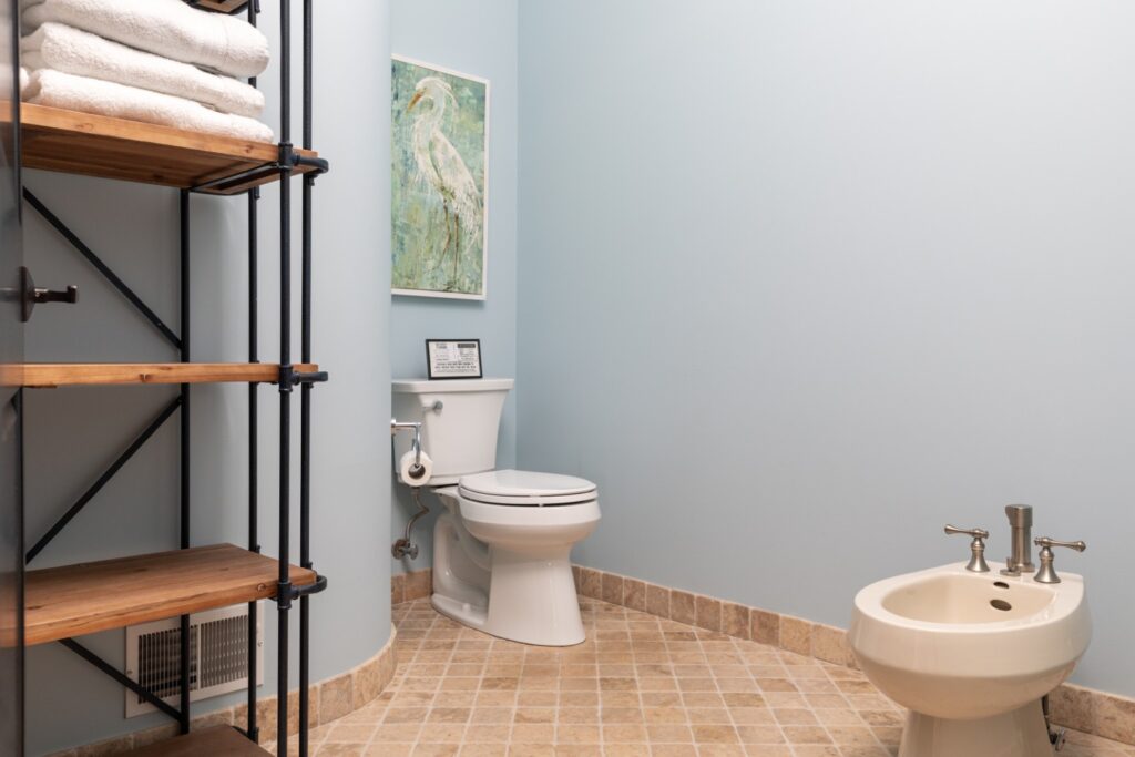 Modern bathroom with toilet and bidet