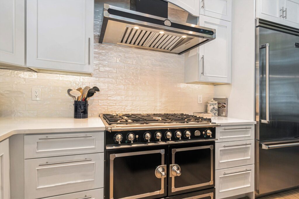 Modern kitchen with stainless steel appliances