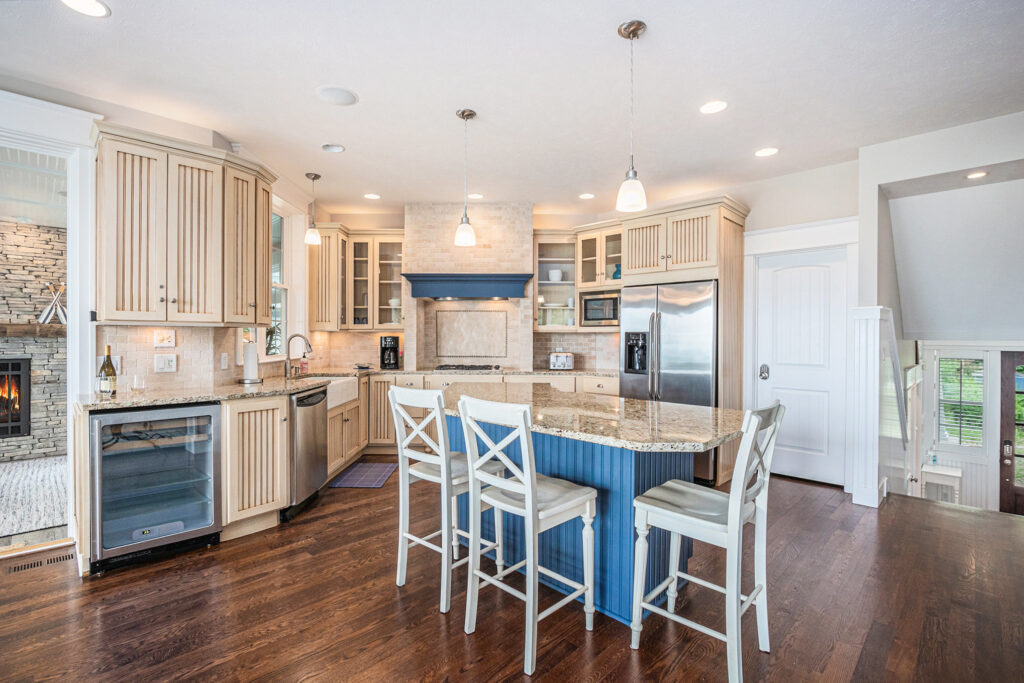 Modern kitchen with island and stainless steel appliances