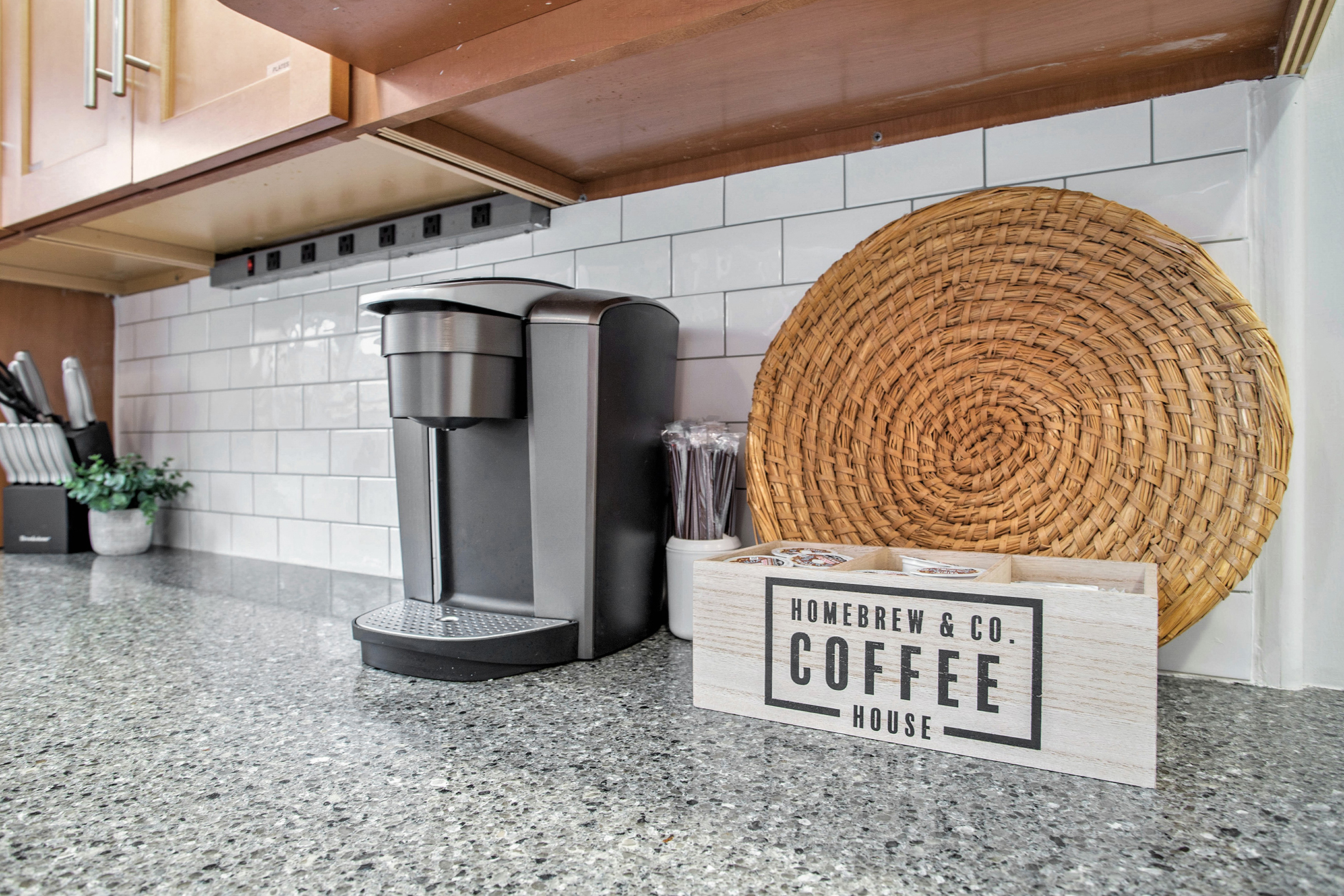 Modern kitchen coffee station with brewer